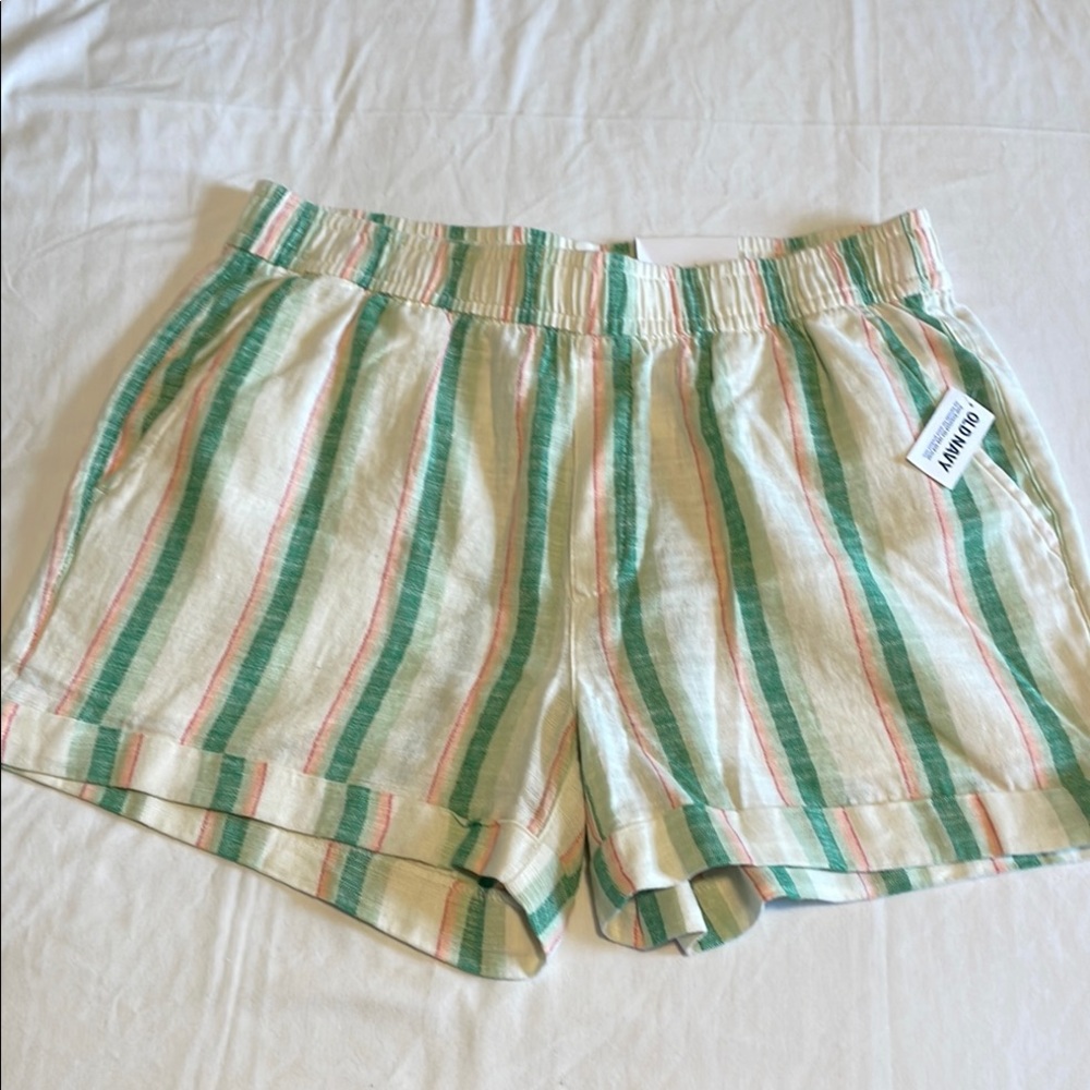 Women's Striped Green Shorts